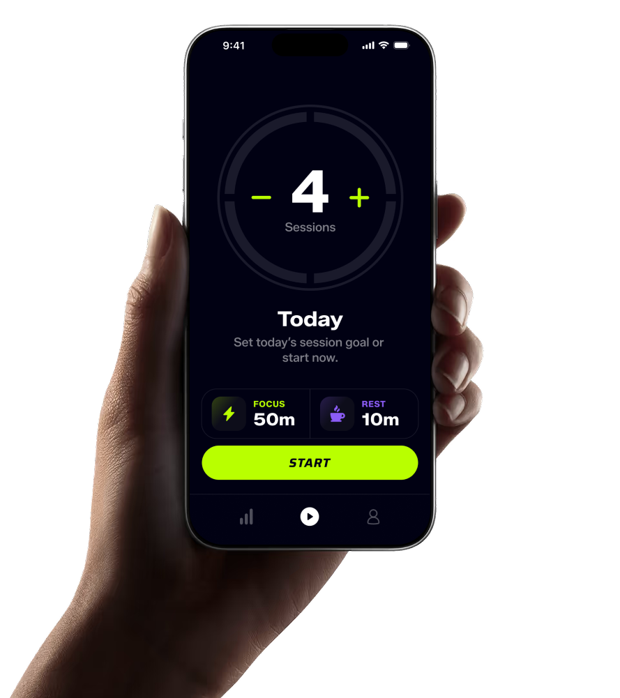 Phone showing the Surgency focus timer app